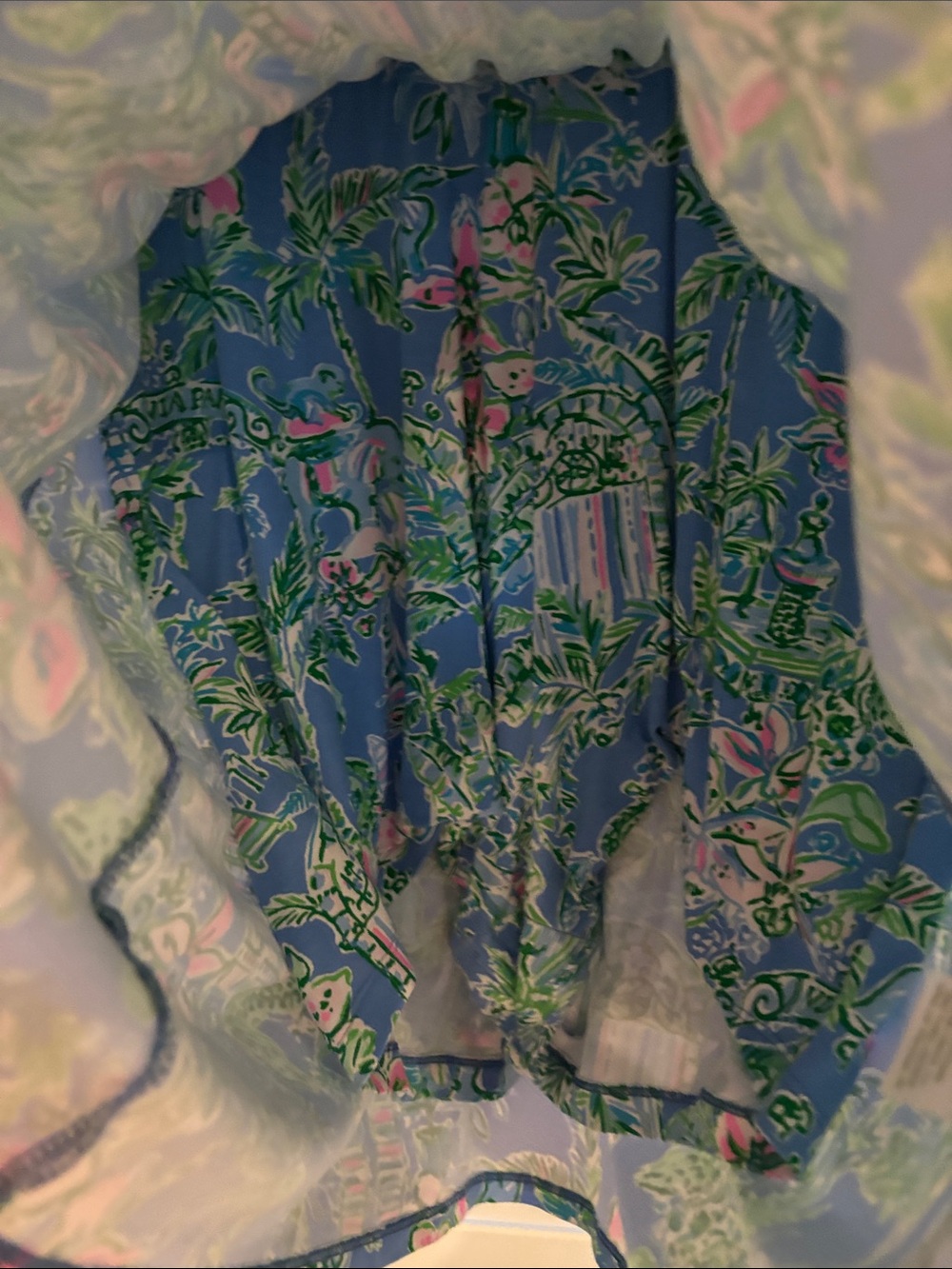 Lilly Pulitzer Blue Tropical Print V-Neck Skirted Romper - Picture 5 of 7